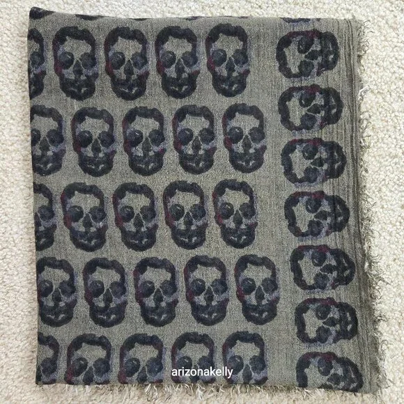 Zadag & Voltaire HUGE Scarf Delta Arty Skull Bronze - Picture 1 of 12